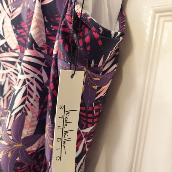 Nicole Miller purple floral raspberry sorbet Racerback One-piece Swimsuit 3X NWT - Picture 12 of 14